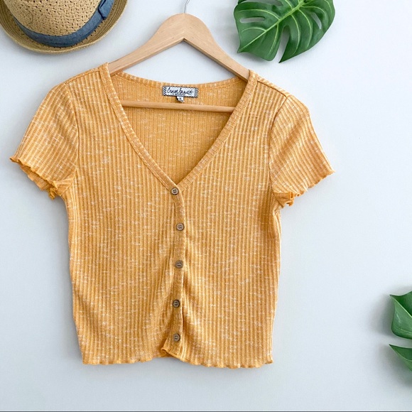 Almost Famous Tops - ALMOST FAMOUS Mustard Yellow Knitted Crop Top